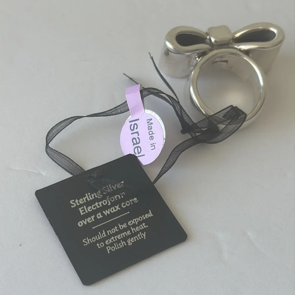 E&L Israel Sterling Silver Electroform Bow Ring Sz.9